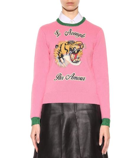 pink gucci sweater fake|gucci tiger sweater women.